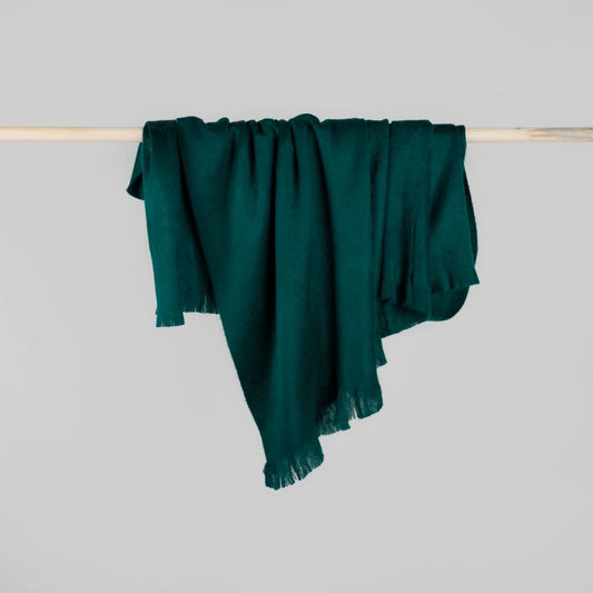Solid Fringed Alpaca Throw