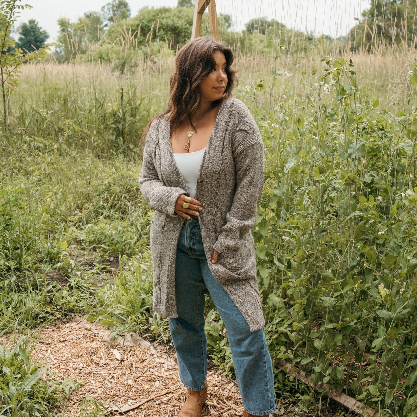 Braided Buttoned Sweater