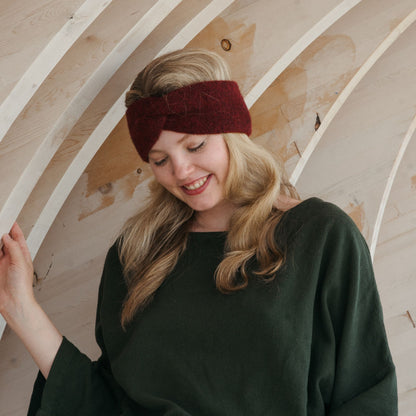 POKOLOKO Baby Alpaca Twisted Headband #color_wine-headband