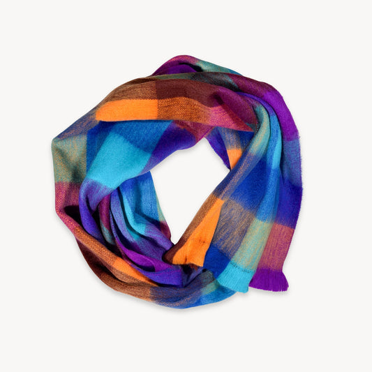 POKOLOKO Alpaca Seamless Check Scarf #color_thistle-check
