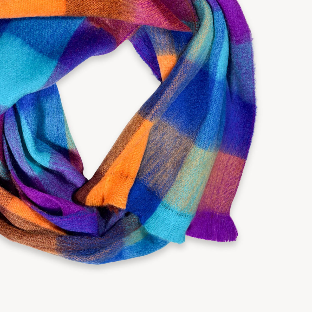 POKOLOKO Alpaca Seamless Check Scarf #color_thistle-check