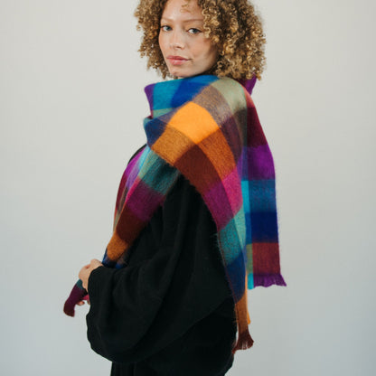 POKOLOKO Alpaca Seamless Check Scarf #color_thistle-check