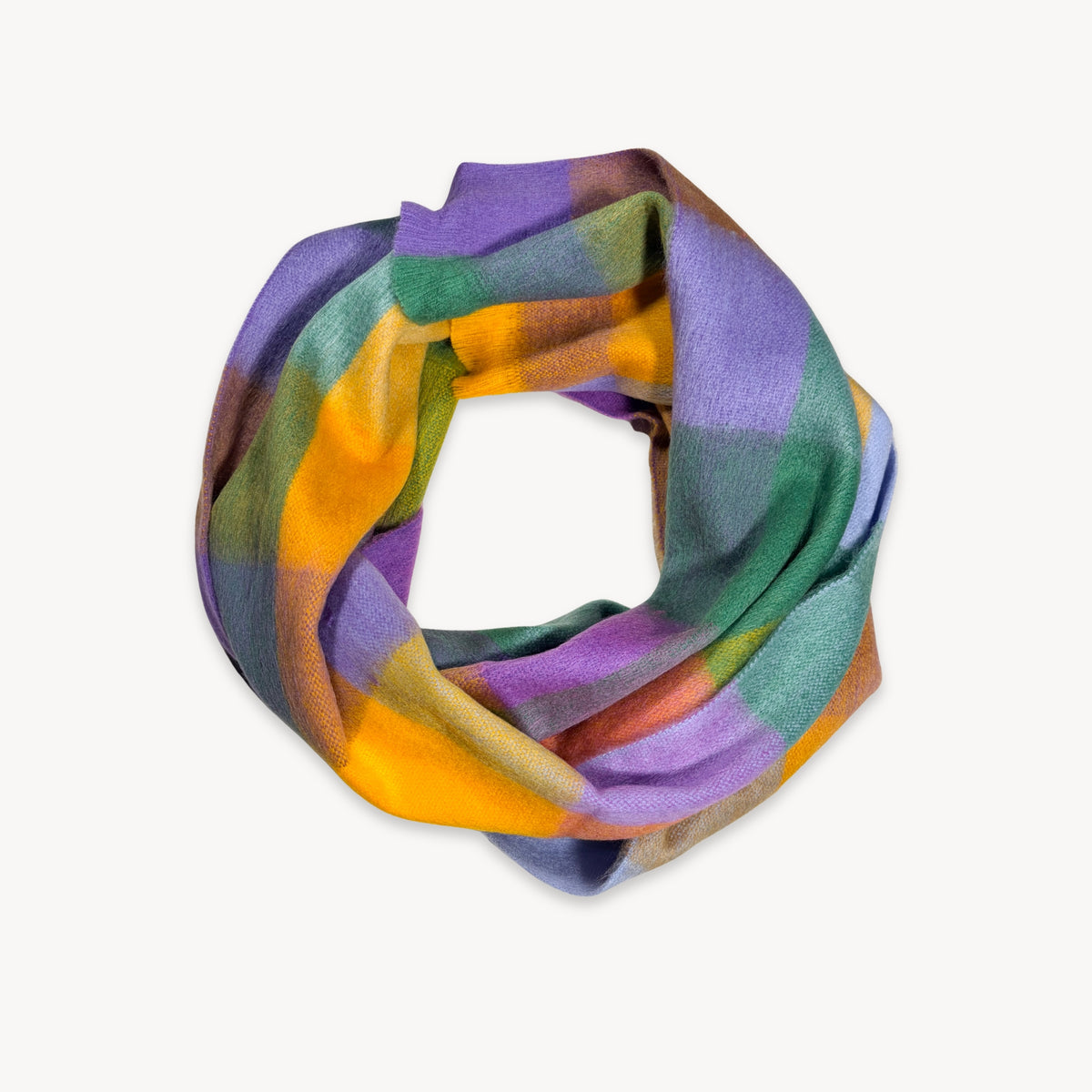 POKOLOKO Alpaca Seamless Check Scarf #color_sunshine-check