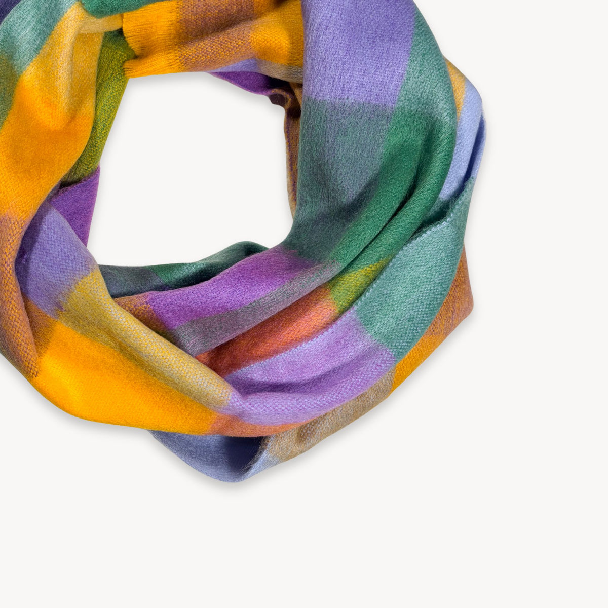 POKOLOKO Alpaca Seamless Check Scarf #color_sunshine-check