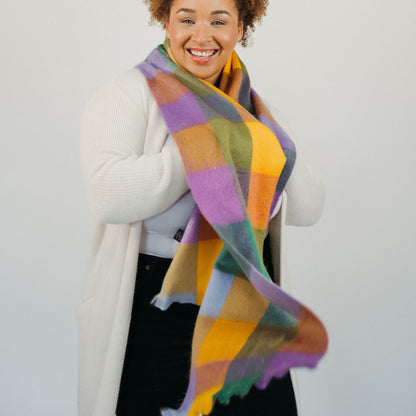 POKOLOKO Alpaca Seamless Check Scarf #color_sunshine-check