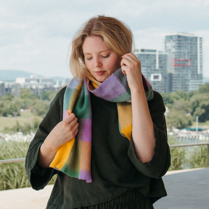 POKOLOKO Alpaca Seamless Check Scarf #color_sunshine-check