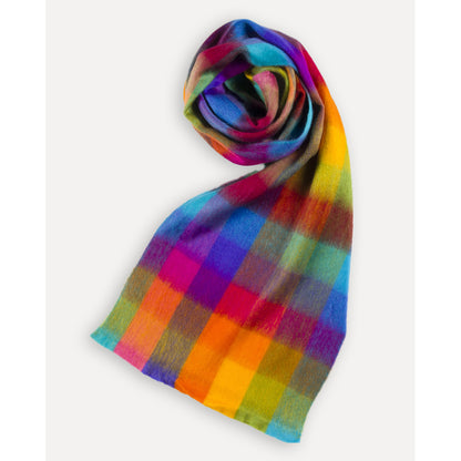 POKOLOKO Alpaca Seamless Check Scarf #color_multi-colour-check