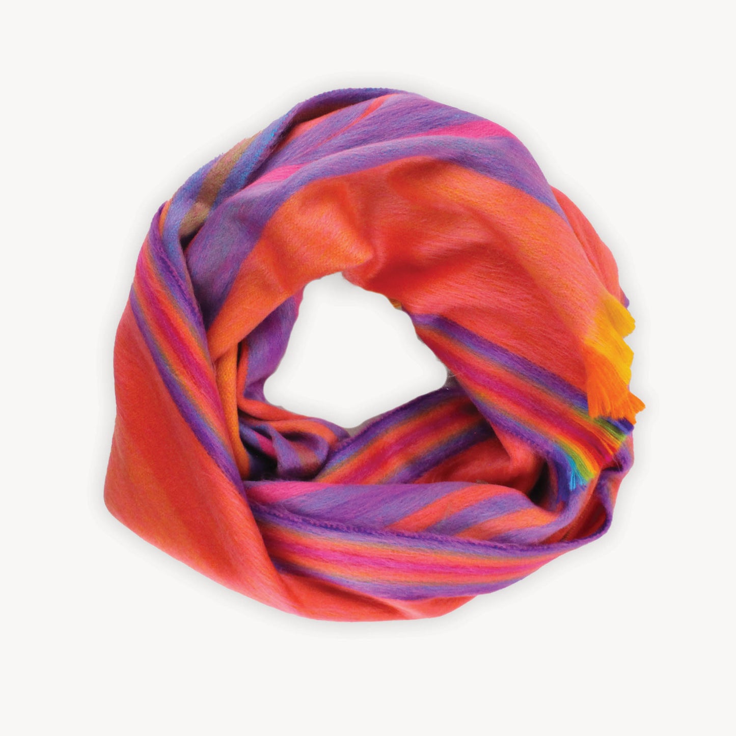POKOLOKO Alpaca Seamless Multi Stripe Scarf #color_sunset-multi-stripe