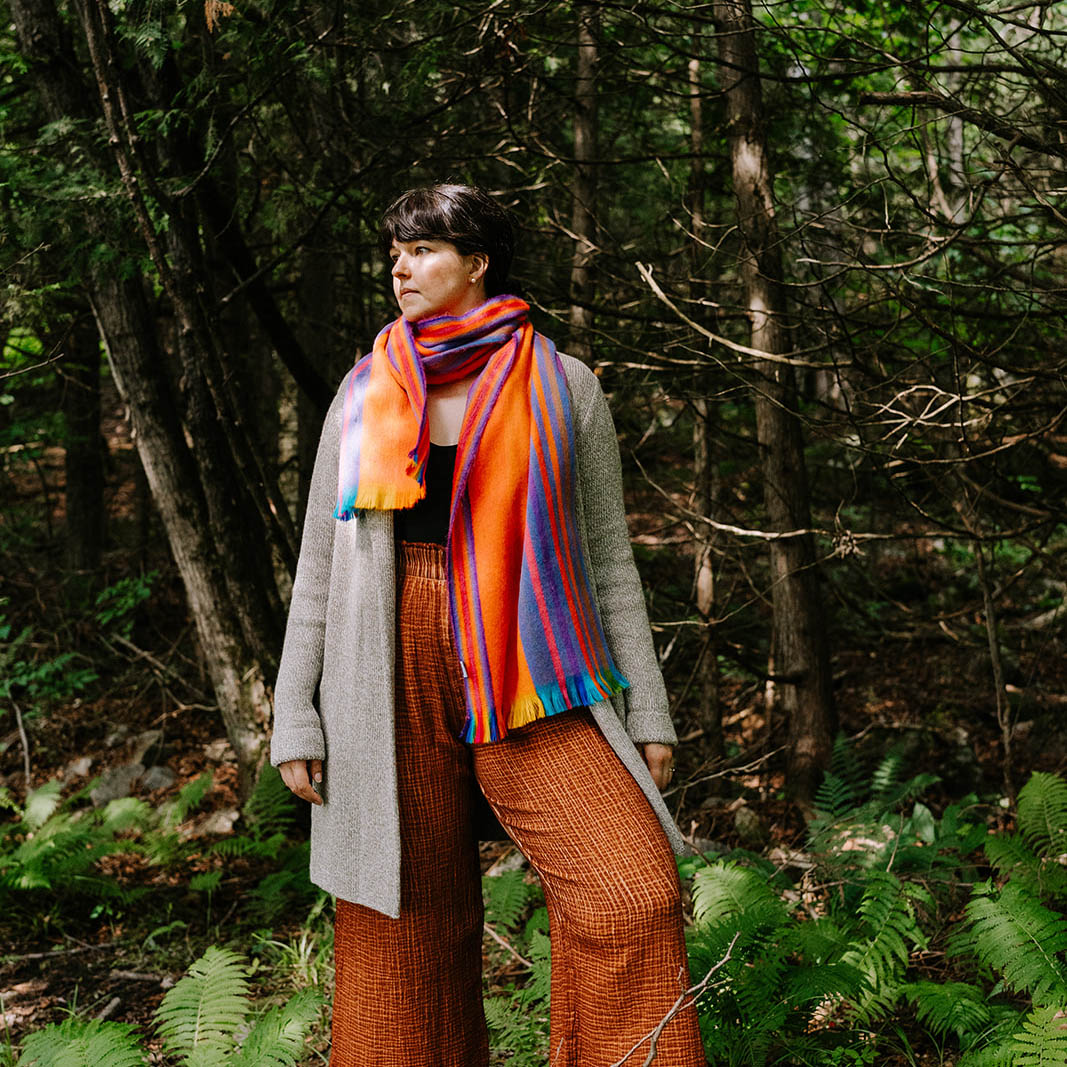 POKOLOKO Alpaca Seamless Multi Stripe Scarf #color_sunset-multi-stripe