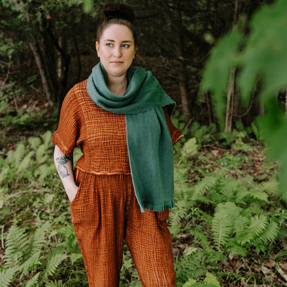 POKOLOKO Reversible Alpaca Seamless Scarf #color_leaf-grey