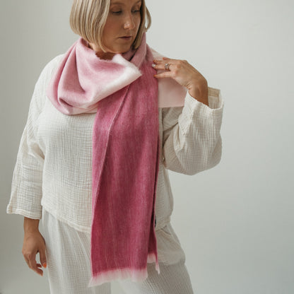 POKOLOKO Alpaca Seamless Check Scarf #color_sorbet