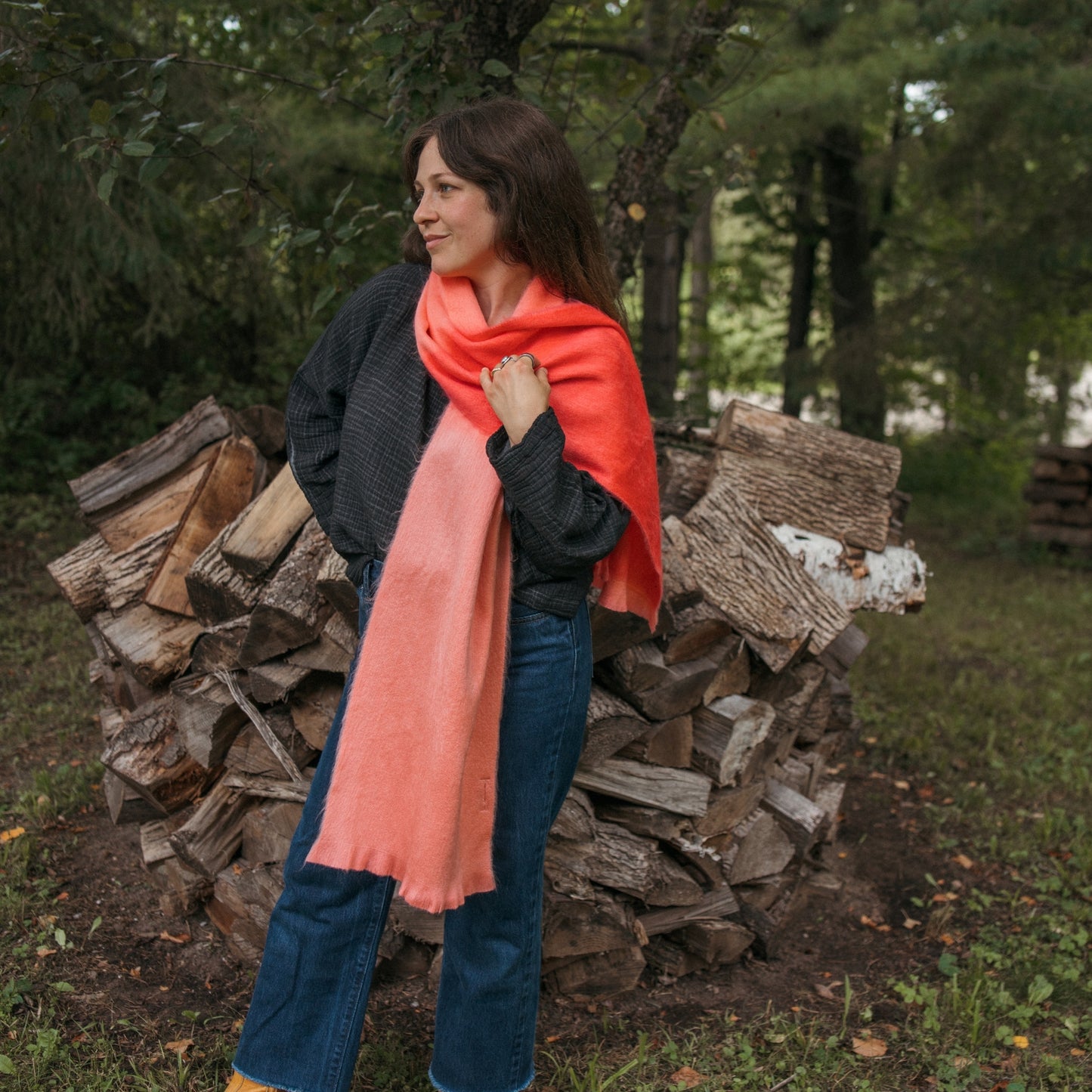 POKOLOKO Alpaca Seamless Ombre Scarf #color_soda