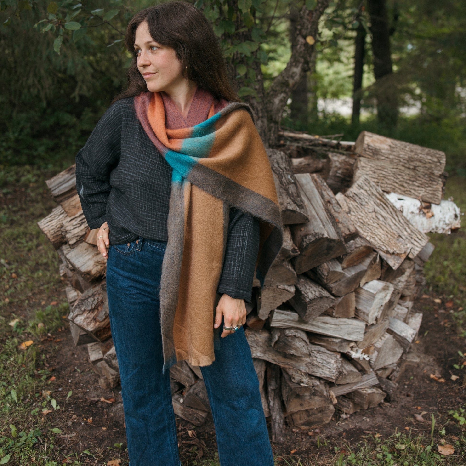 POKOLOKO Alpaca Seamless Multi Stripe Scarf #color_aspen