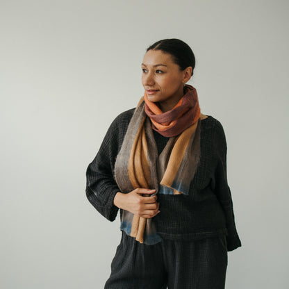 POKOLOKO Alpaca Seamless Multi Stripe Scarf #color_aspen