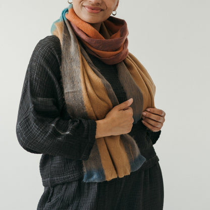 POKOLOKO Alpaca Seamless Multi Stripe Scarf #color_aspen