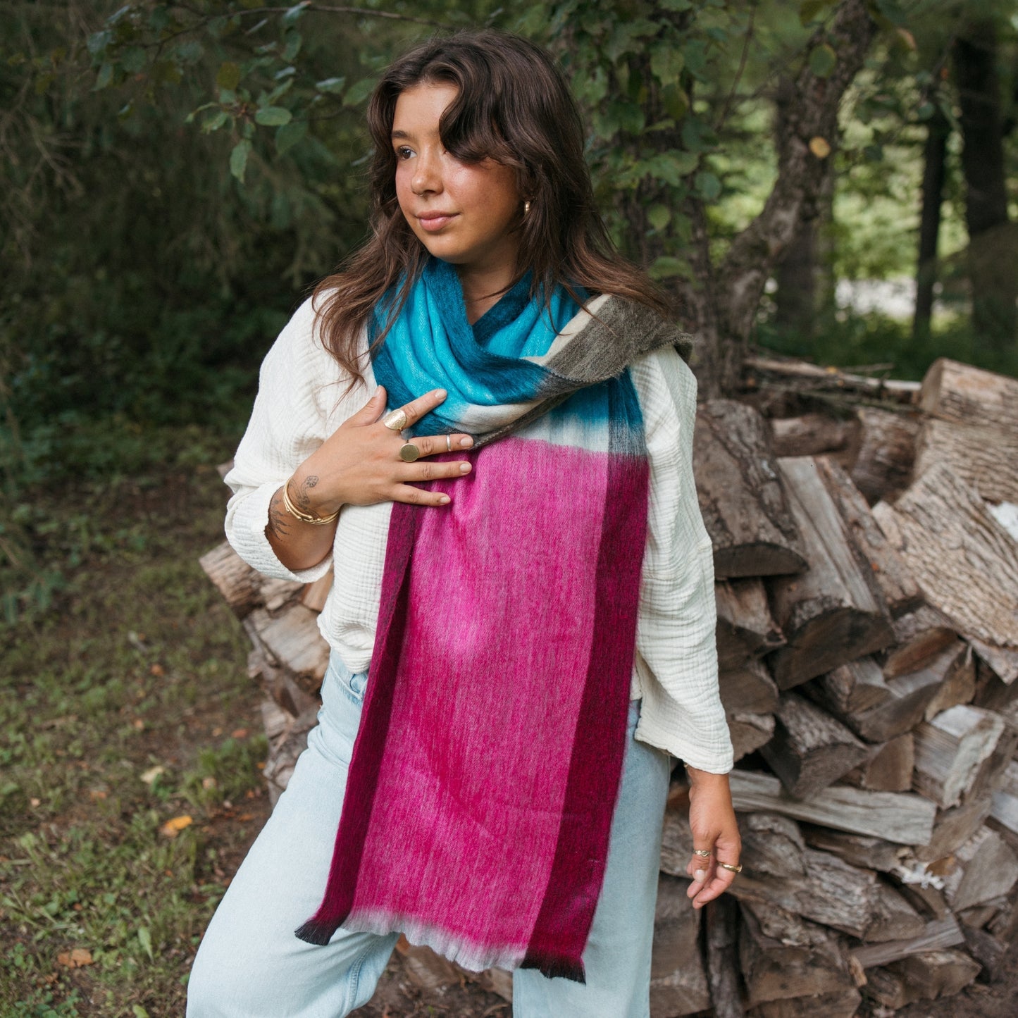 POKOLOKO Alpaca Seamless Multi Stripe Scarf #color_fig