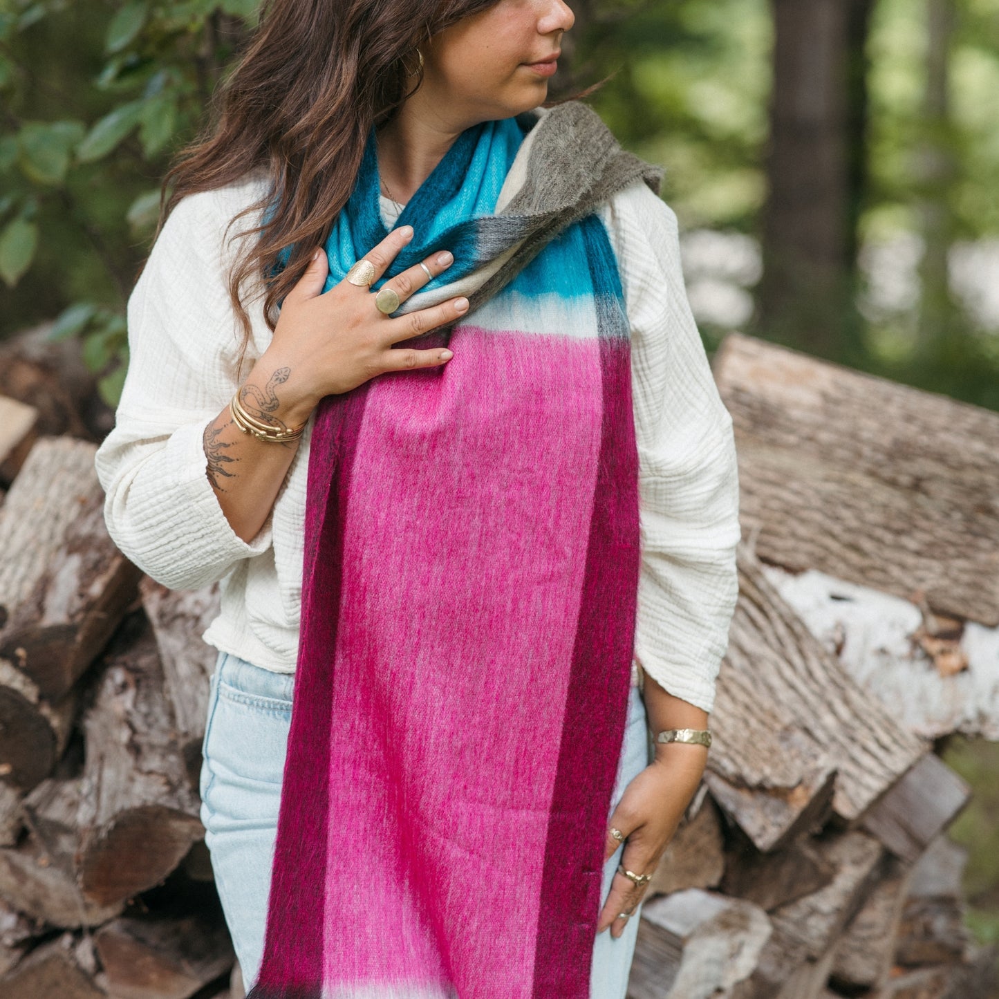 POKOLOKO Alpaca Seamless Multi Stripe Scarf #color_fig