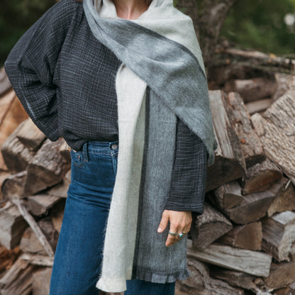 POKOLOKO Alpaca Seamless Multi Stripe Scarf #color_nevada