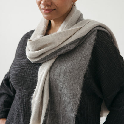 POKOLOKO Alpaca Seamless Multi Stripe Scarf #color_nevada