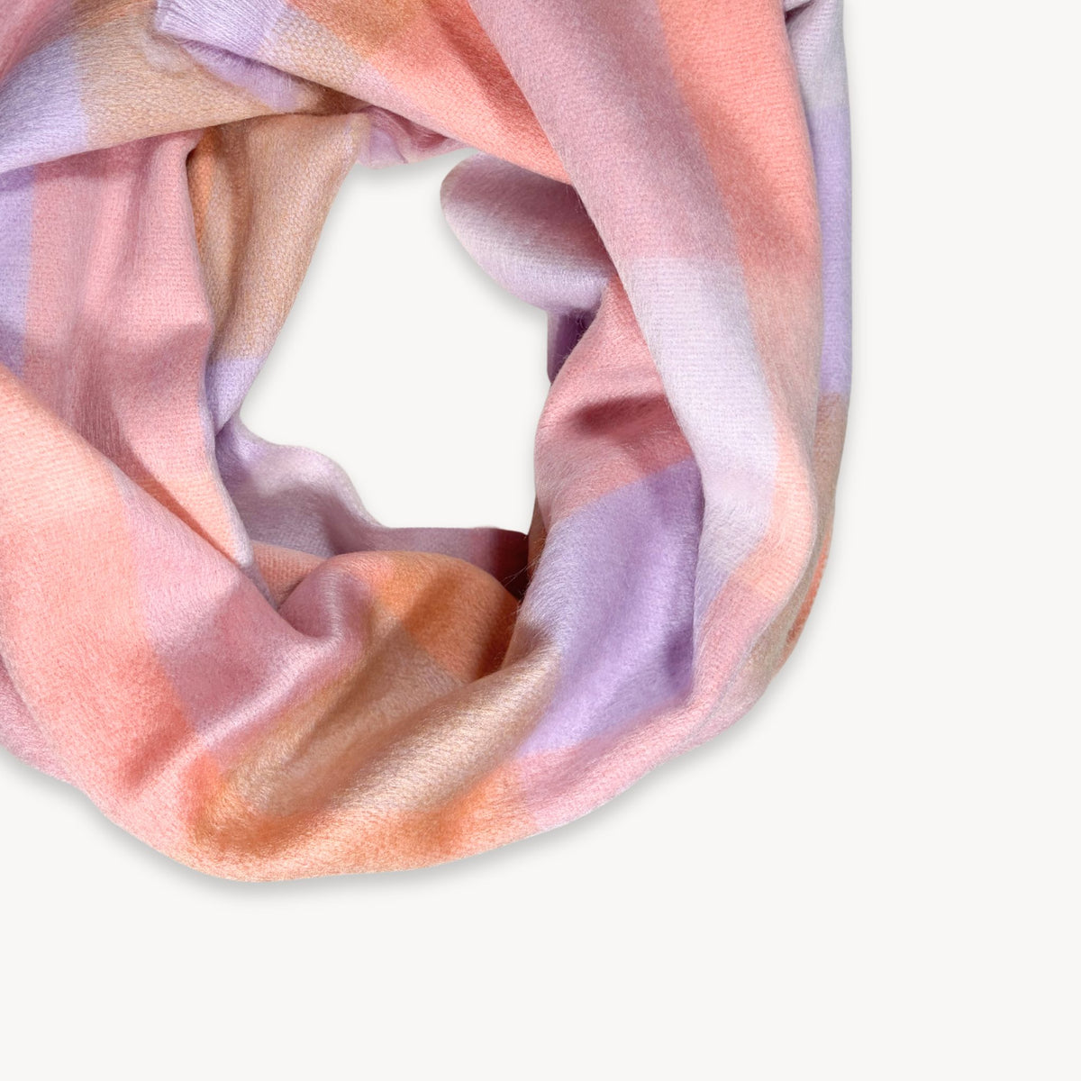 POKOLOKO Alpaca Seamless Check Scarf #color_rose-haze-check