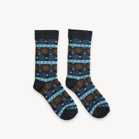 POKOLOKO Thick Print Alpaca Socks #color_aqua-spiral