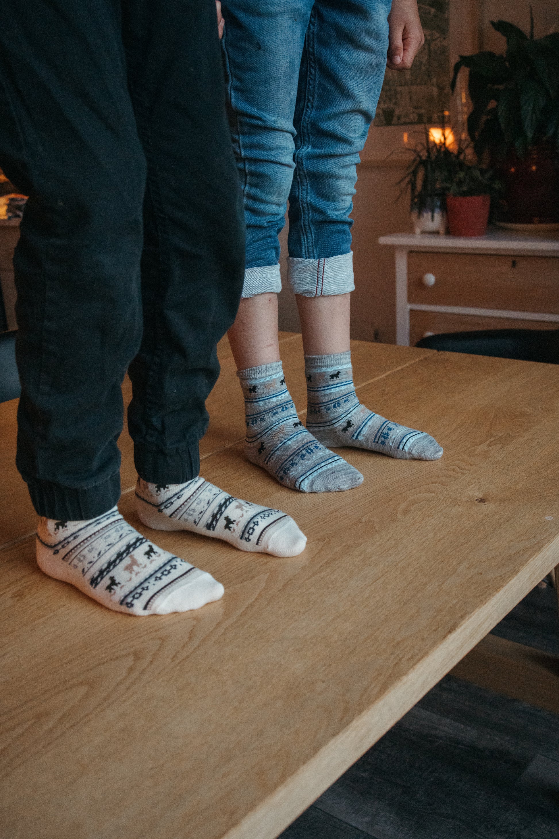 POKOLOKO Print Alpaca Kids Socks #color_grey