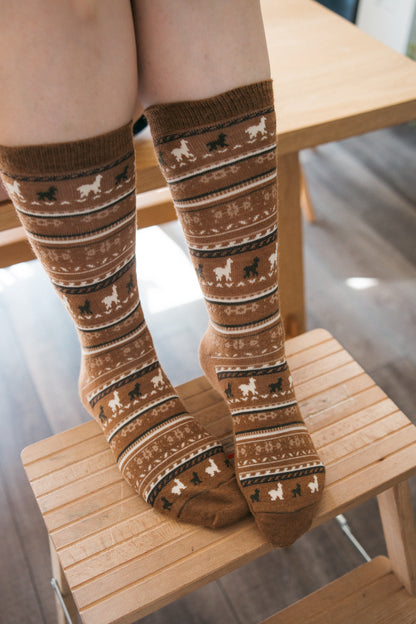POKOLOKO Print Socks #color_caramel-print