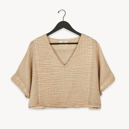 POKOLOKO Crinkle Crop Top #color_crinkle-beige