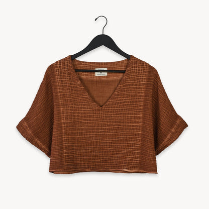 POKOLOKO Crinkle Crop Top #color_crinkle-terracotta