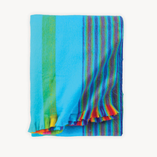 POKOLOKO Multi Stripe Fringed Alpaca Blanket #color_tropical-multi-stripe