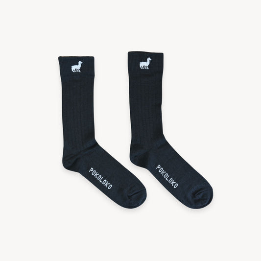 POKOLOKO Everyday Alpaca Socks #color_black-everyday