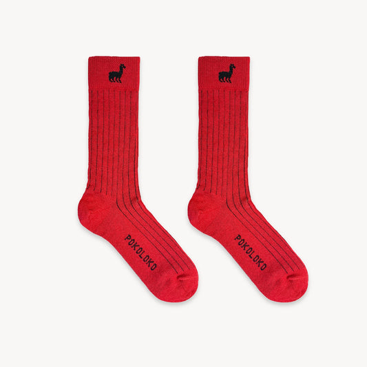 POKOLOKO Everyday Alpaca Socks #color_ruby
