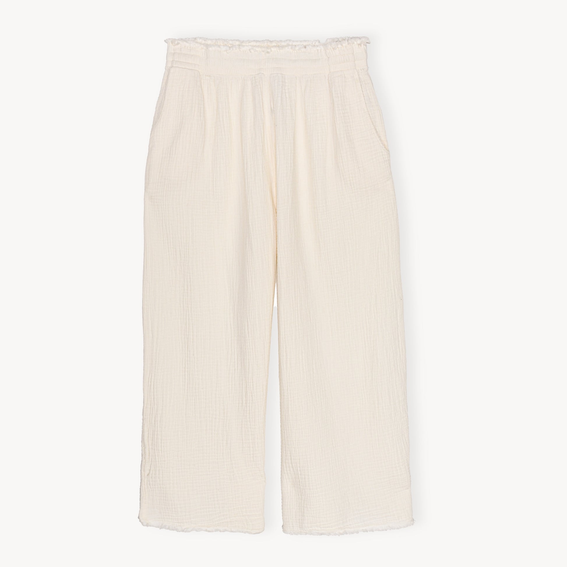 POKOLOKO Crinkle Drawstring Palazzo Pants Plus #color_crinkle-cream
