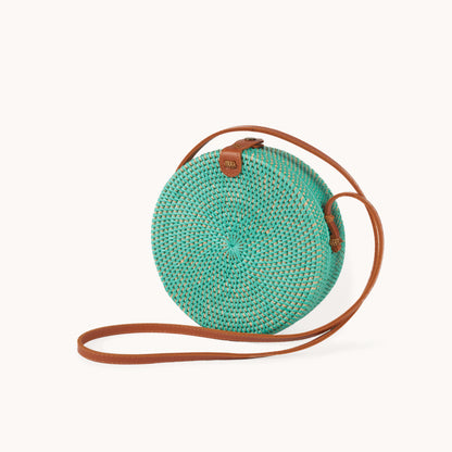 POKOLOKO Circle Bali Bag #color_teal-rattan