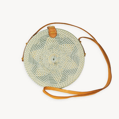 POKOLOKO Circle Bali Bag #color_grey-floral-rattan
