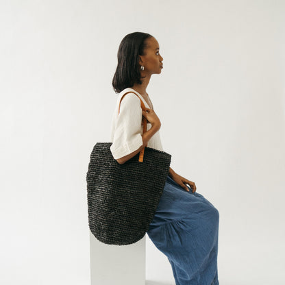 POKOLOKO Raffia Bag #color_black