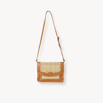 POKOLOKO Leather Bag with Cane Accent - Rectangle #color_caramel-leather