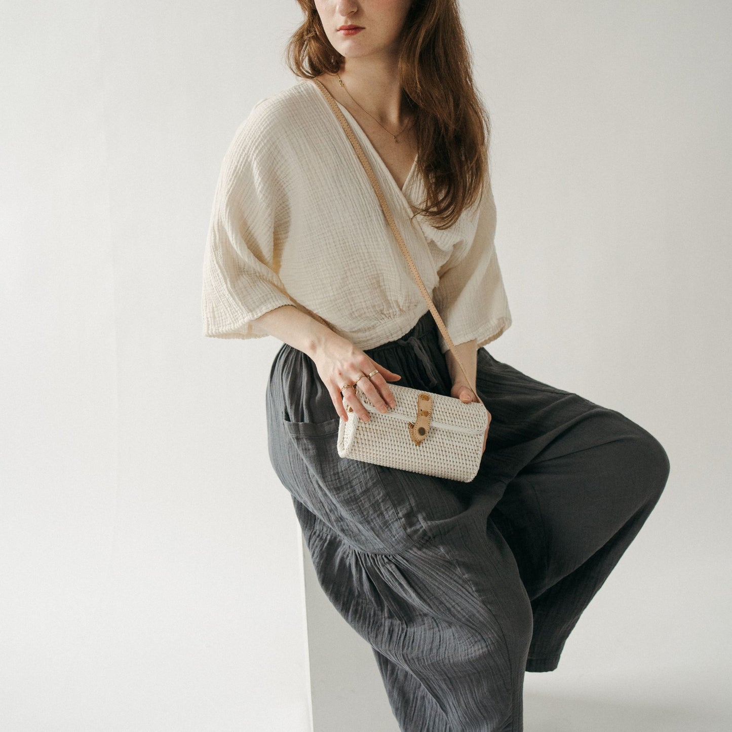 POKOLOKO Rectangle Bali Bag #color_bali-bag-white-cream