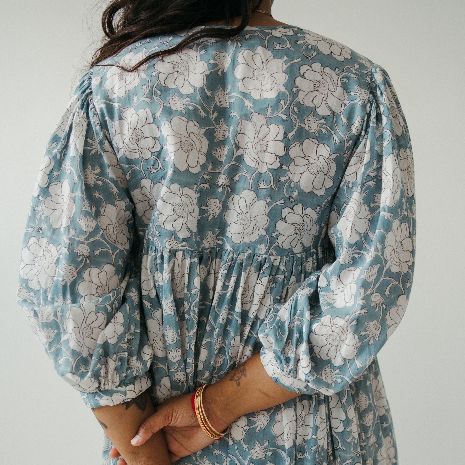 POKOLOKO Mira Midi Dress #color_blue-jodhpur