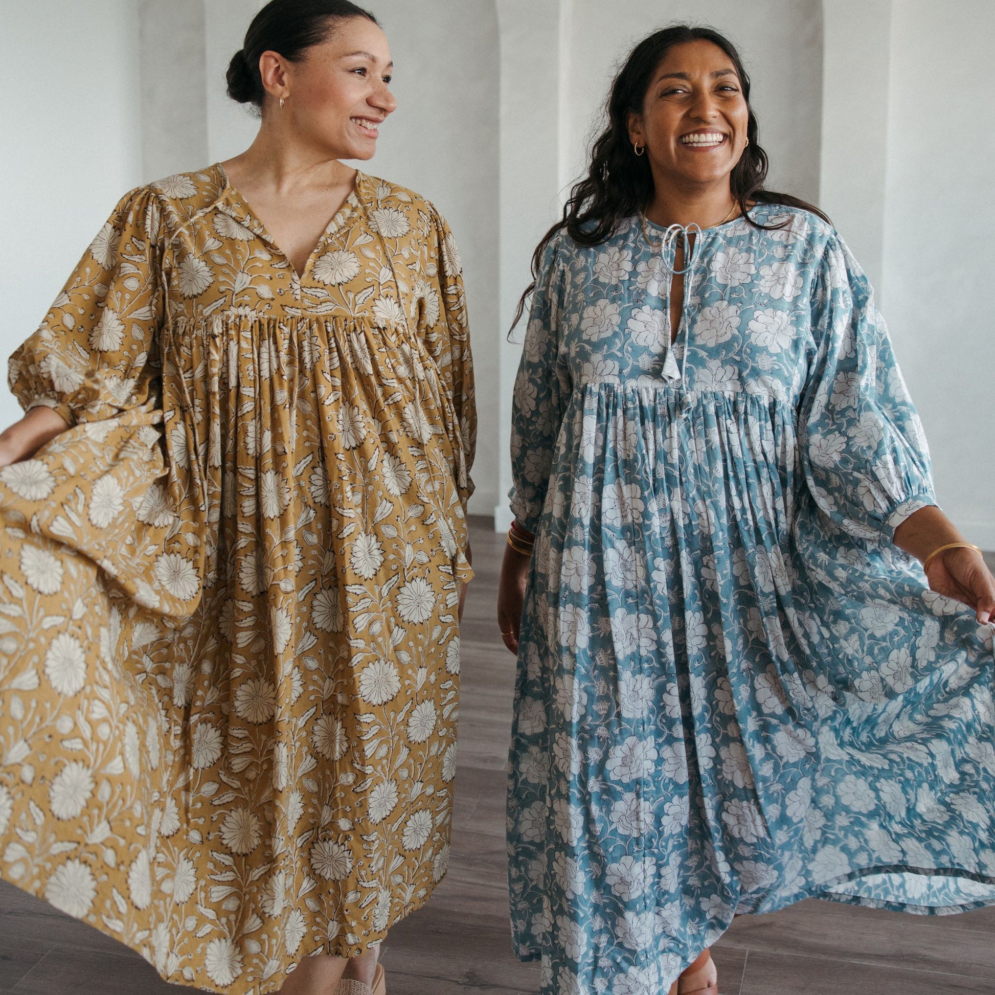 POKOLOKO Mira Midi Dress #color_blue-jodhpur