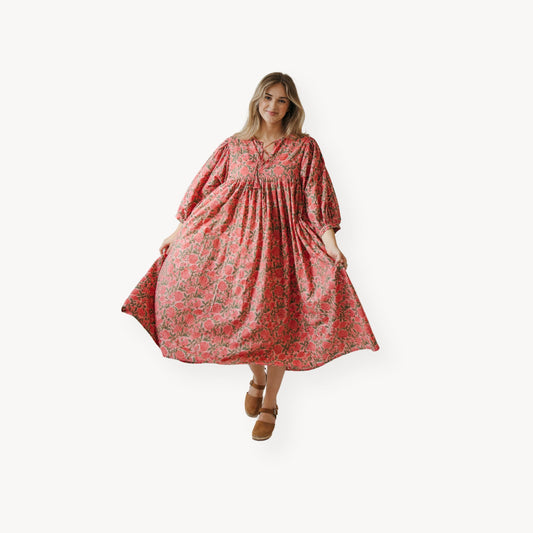 POKOLOKO Mira Midi Dress #color_gulabu-pink