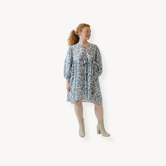 POKOLOKO Mira Mini Dress #color_neema-blue-white