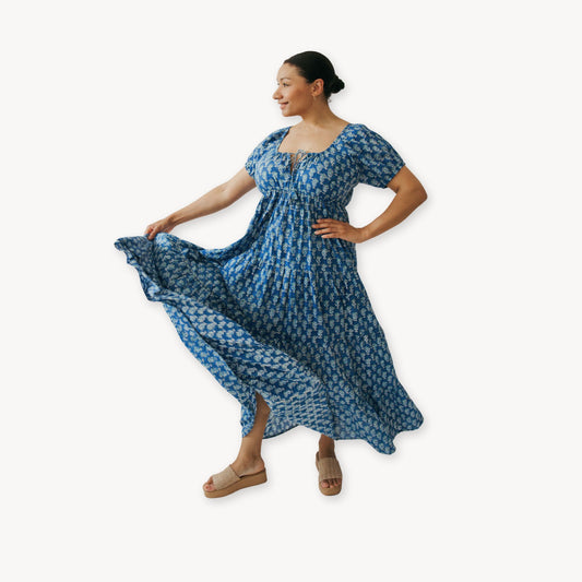 POKOLOKO Tara Maxi Dress #color_sapphire-garden