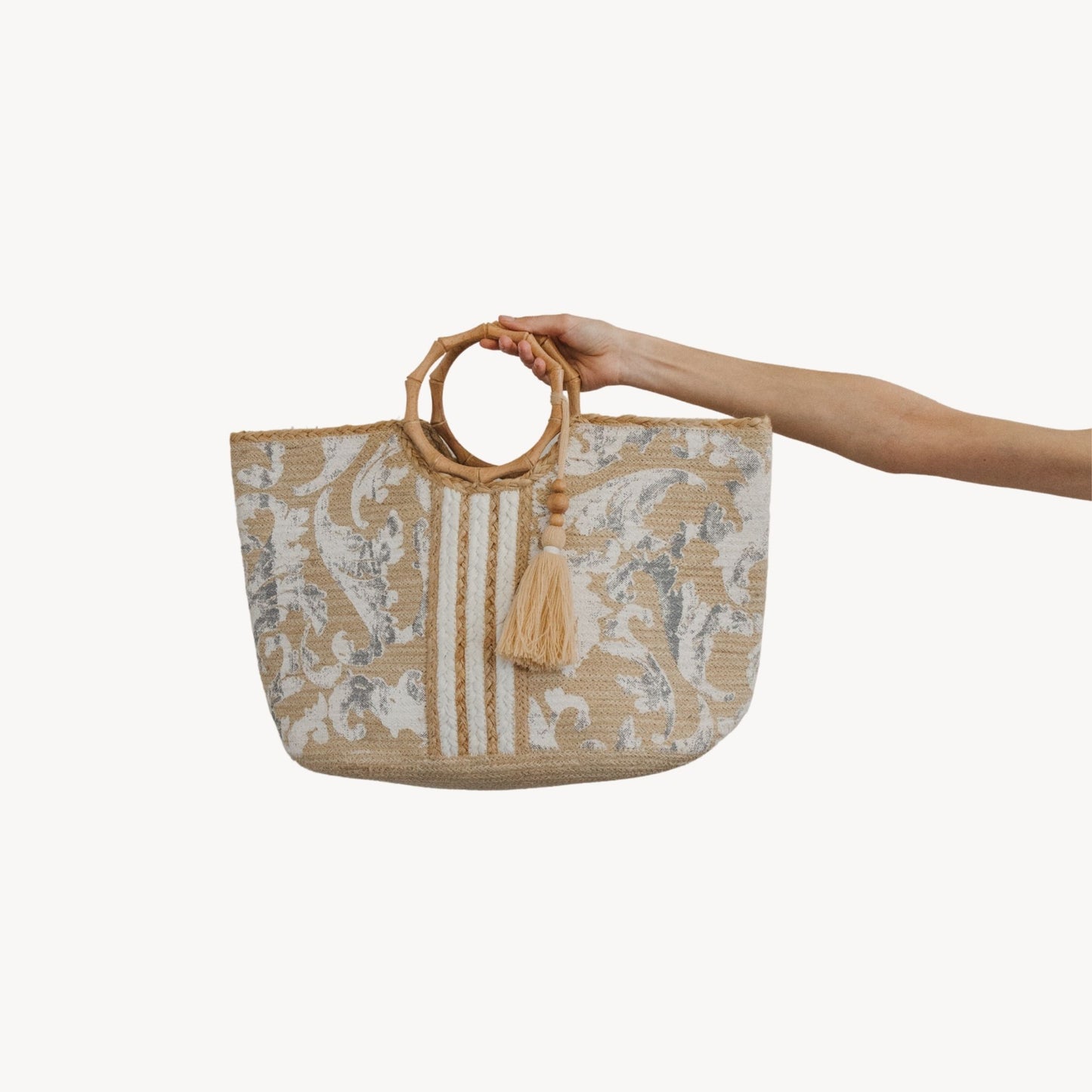 Whimsical Stripe Jute Bag