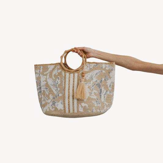 Whimsical Stripe Jute Bag