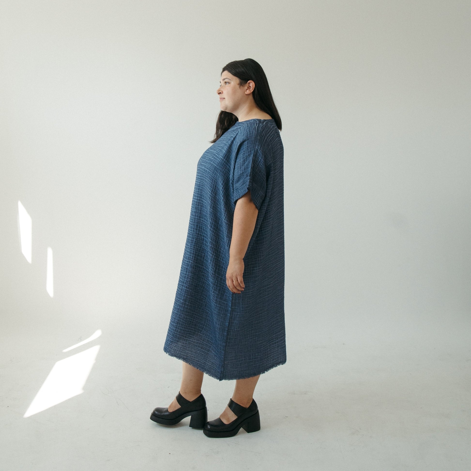 POKOLOKO Crinkle Balloon Dress #color_crinkle-denim