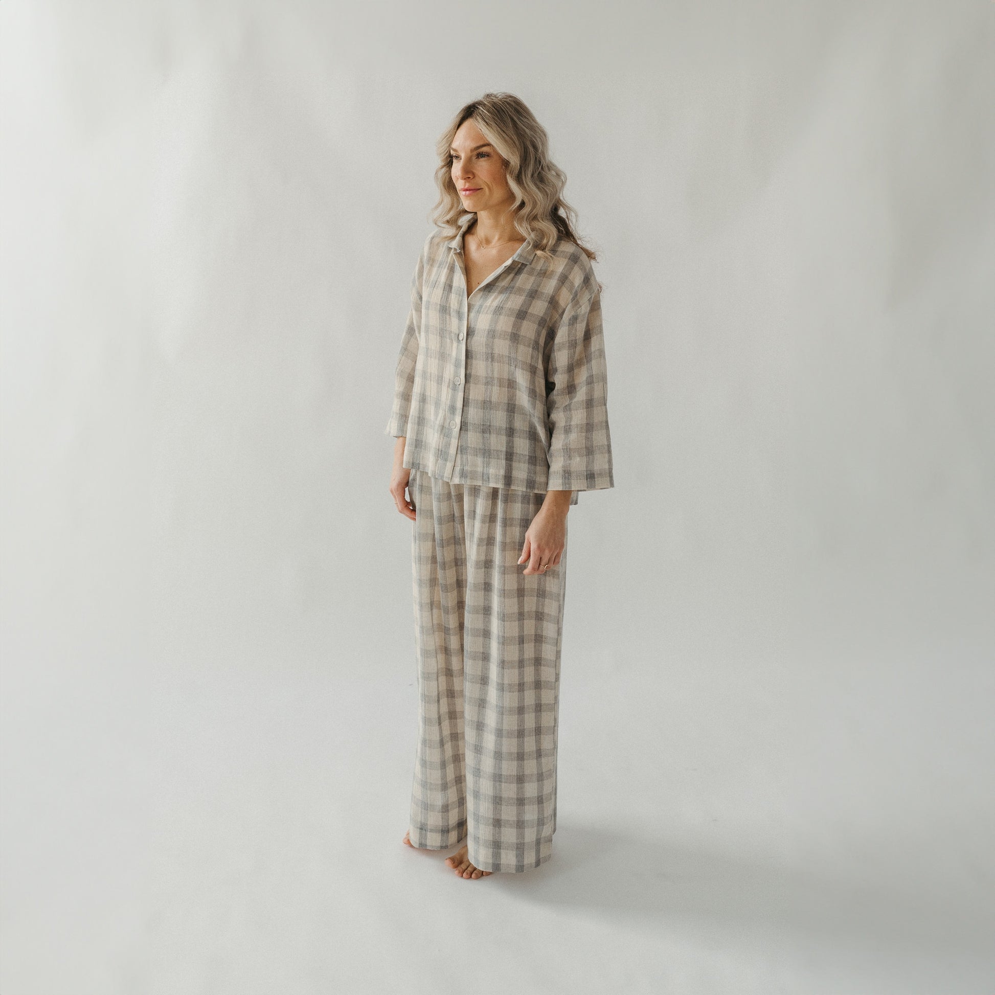 POKOLOKO Plaid Palazzo Pants