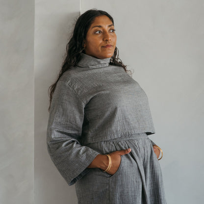 City Collection High Neck Blouse #color_grey
