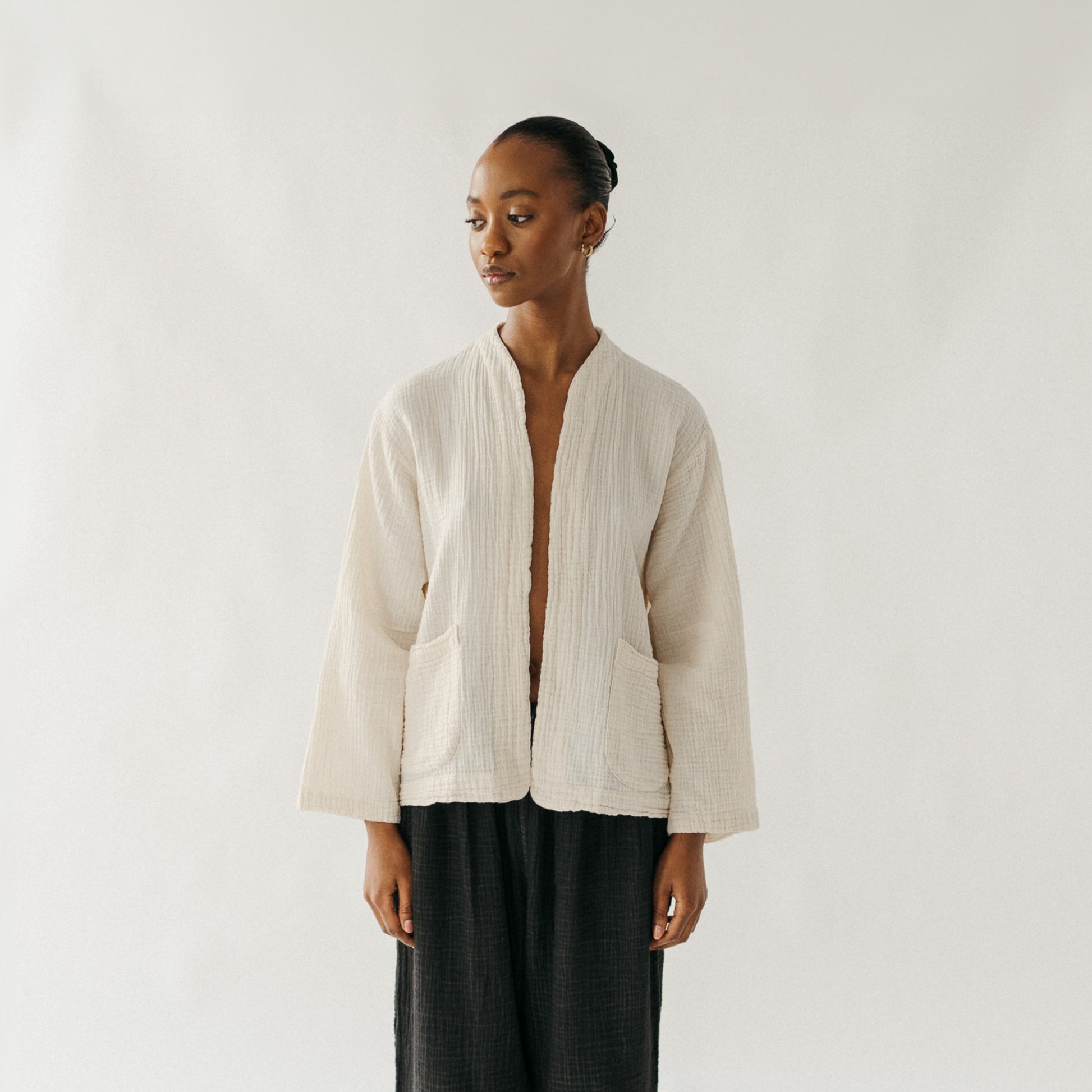 POKOLOKO Crinkle Short Jacket #color_crinkle-cream