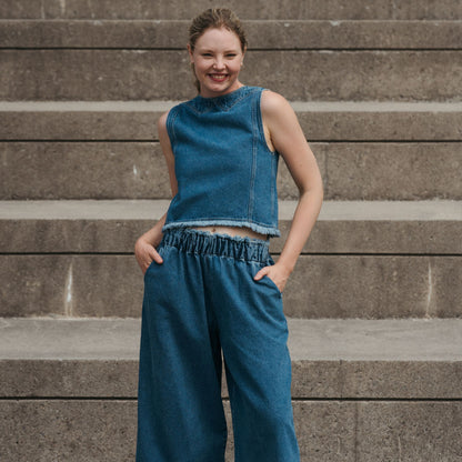 Denim Crop Blouse